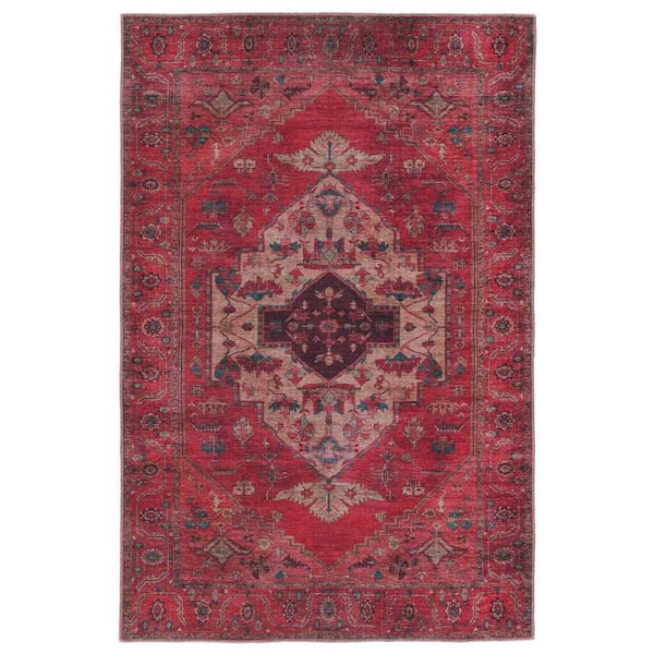 Monroe Red/Brown 5 ft. 3in. x 8 ft. Medallion Indoor Area Rug