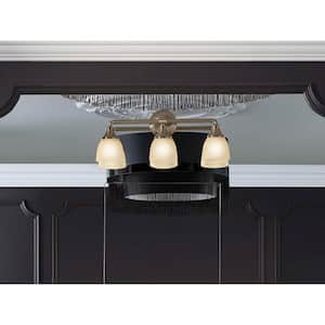 Devonshire 3 Light Black with Brass Trim Indoor Bathroom Vanity Light Fixture, Position Facing Up or Down, UL Listed
