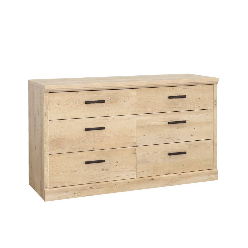 Prime Oak Double Dresser with Black Hardware and Deep Drawers