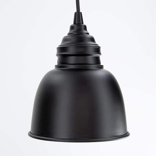 Instant Pendant 1-Light Matte Black Recessed Light Conversion Kit with Metal Shade