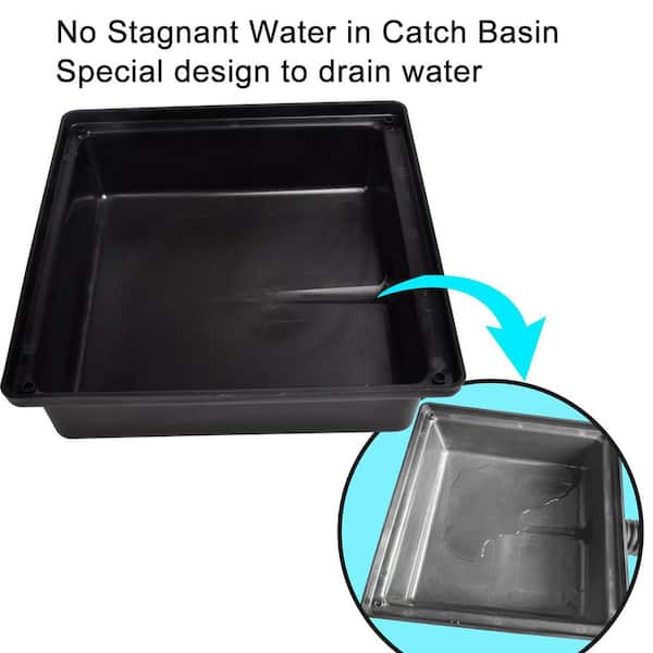 Angel Sar 12 in. x 12 in. Low Profile Catch Basin Drain Kit Downspout Extender, Pipe Stretched Length 16.4 ft.