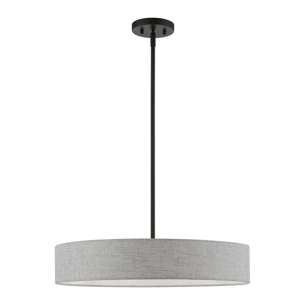 Adalone 4-Light Black Pendant with Drum Urban Gray Fabric Shade and White Fabric Inside price history on PriceWatchPro