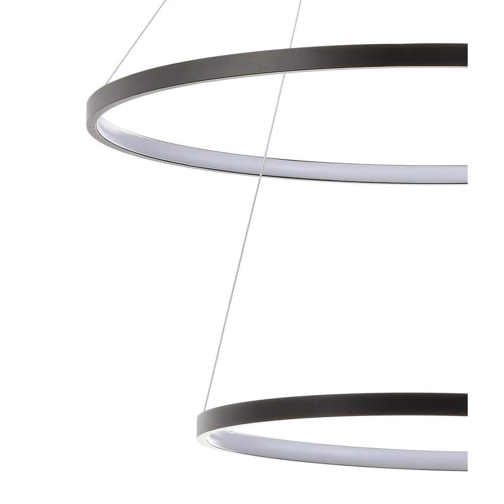 Brice 24" Matte Black Chrome-Lined Modern LED Pendant Chandelier