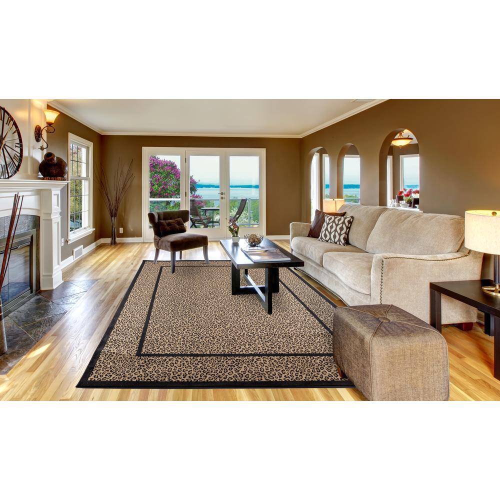 Concord Global 5 ft. 3 in. x 7 ft. 7 in. Jewel Leopard - Beige
