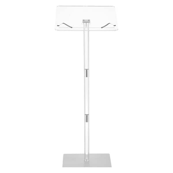 43-In. Acrylic Podium Stand, Portable Lectern with Spacious Reading Surface, Book Holders, Floor-Standing Design