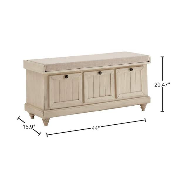 家具 cabinet bench 43.5 in. W x 16 in. D x 18 in. H White Storage Bench Linen Cabinet
