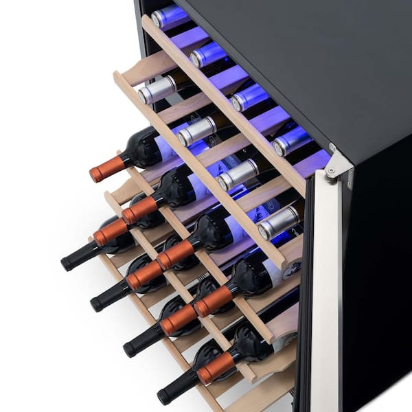 NewAir Built-In 46 Bottle Dual Zone Compressor Wine Fridge - Stainless Steel