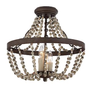 Mallory 17.5 in. 3-Light Ceiling Light in Fossil Stone Semi-Flush Mount