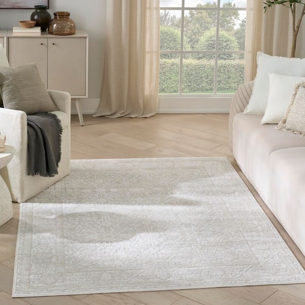 Dekor 4 ft. x 6 ft. Ivory Beige Diamond Traditional Area Rug