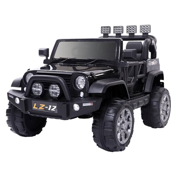 Karl home 12-Volt Black 3-Speeds Kids Ride-On Truck Car with Remote COntrol, LED Lights