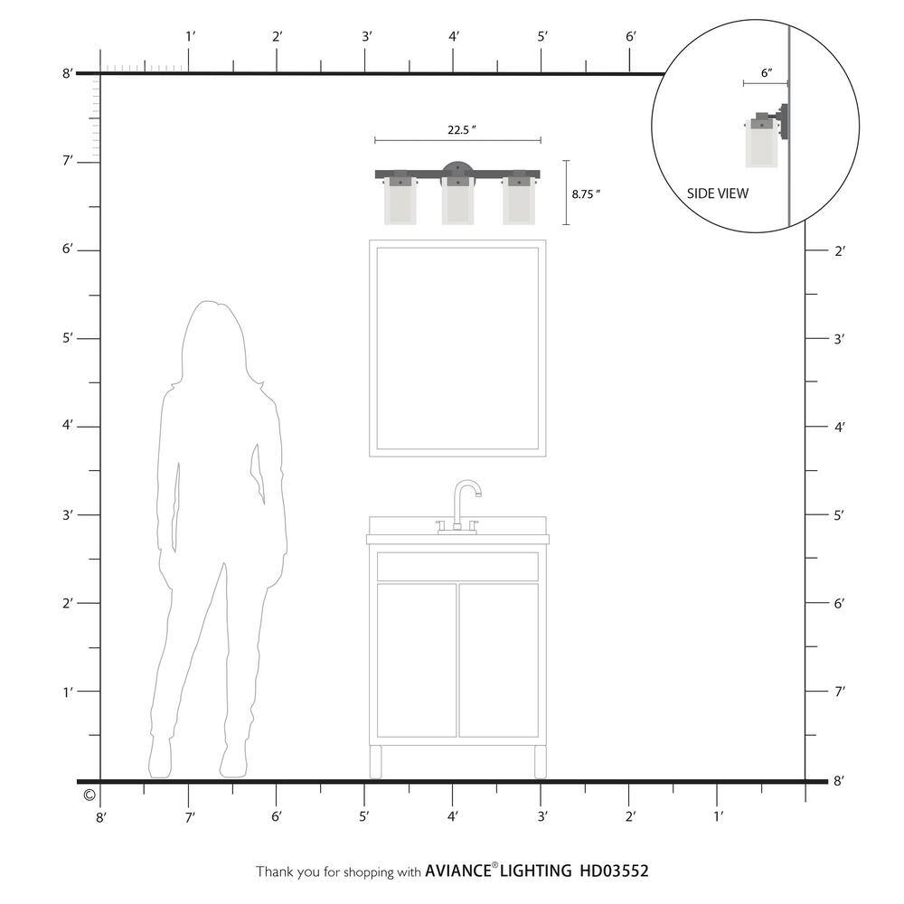 Manhattan 3-Light Brushed Nickel Vanity Fixture with Opal Glass
