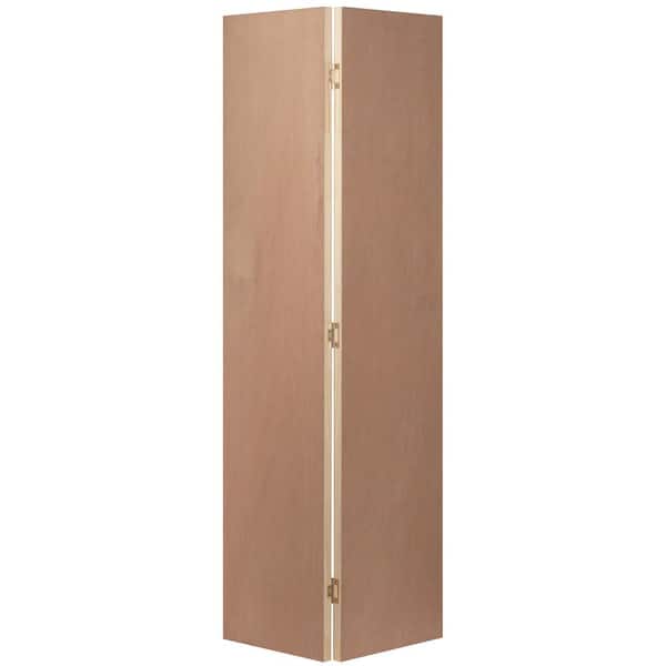 JELD-WEN 24 in. x 80 in. No Panel Unfinished Flush Hardwood Closet Bi-fold Door