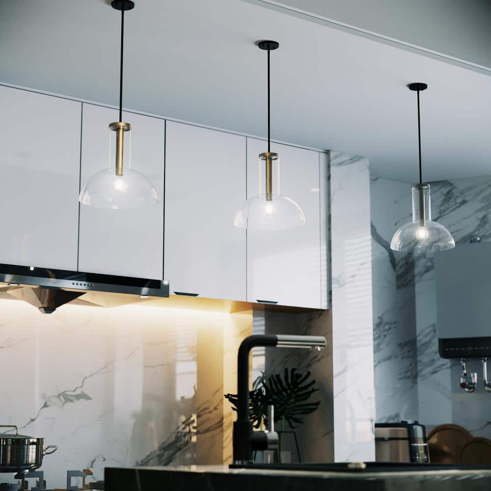 Nova 14-inch Matte Black and Brushed Gold Modern Pendant Light
