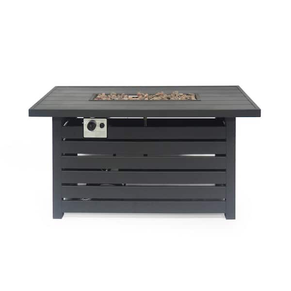 23 in. W x 47.25 in. L x 24 in. H Iron Rectangle Propane Burning Outdoor Fire Pit in Black