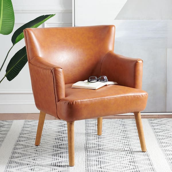 Delfino Cognac Polyester Arm Chair
