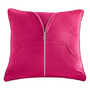 Zippered Tracksuit Hot Pink Velvet 20 in. x 20 in. Throw Pillow