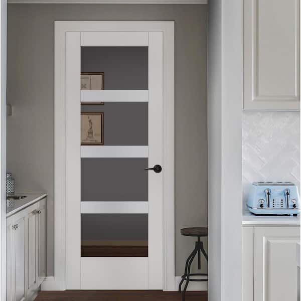 32 in. x 96 in. MODA Primed PMC1044 Solid Core Wood Interior Door Slab w/Clear Glass