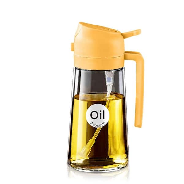 16 oz. Orange Glass 2 in 1 Oil Dispenser, Food Grade Premium Spray Bottle with Portion Control for Salad, Frying, BBQ