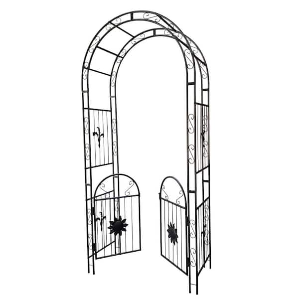 98 in. x 45 in. Grande Arbor, Climbing Plants Support Arch, Outdoor and Wedding and Party Events Archway-Black