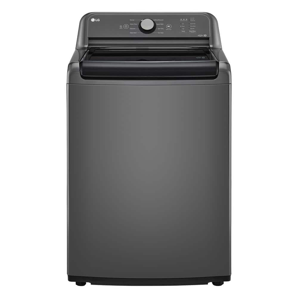 4.1 cu. ft. Top Load Washer in Monochrome Grey with 4-Way Agitator, NeveRust Drum, SlamProof Glass Lid, and True Balance -  LG, WT6105CM