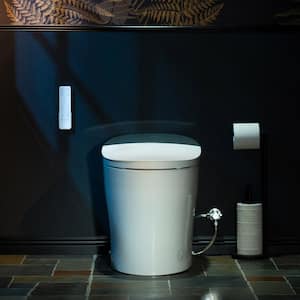 1-Piece 1.1/1.6 GPF Dual Flush Elongated Smart Bidet Toilet in White with Auto Open/Close, Foam Shield and Foot Sensor