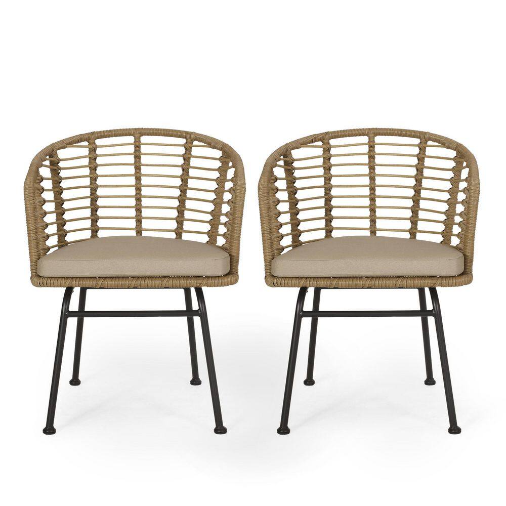 2-Piece Metal and Wicker Outdoor Dining Chair with Brown Cushions price history on PriceWatchPro
