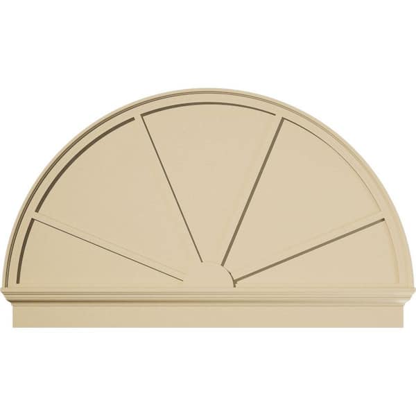 Ekena Millwork 58 in. W x 35-3/4 in. H x 2-3/4 in. P Half Round 4 Spoke Signature Urethane Combination Pediment, Primed Tan