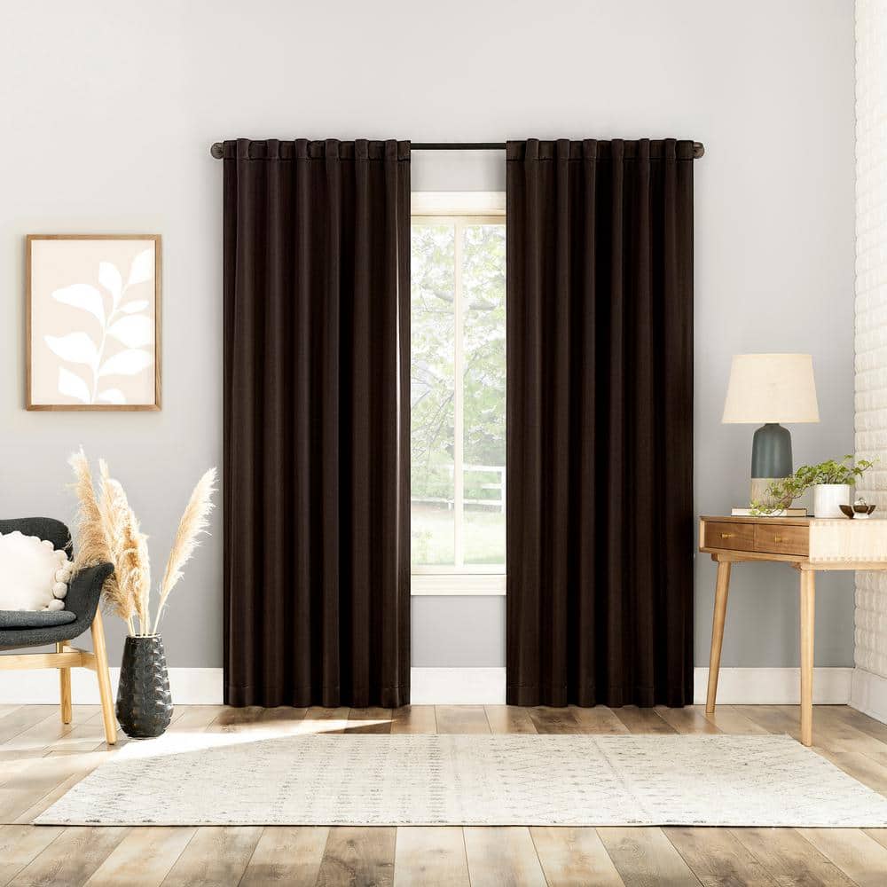 Chocolate Brown 96" Blackout Polyester Window Curtain Panel Pair