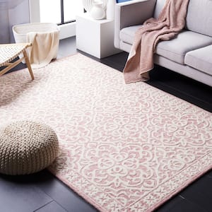 Metro Pink/Ivory 6 ft. x 6 ft. High-Low Floral Square Area Rug