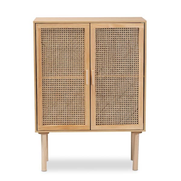 Baxton Studio Maclean Beige and Natural Brown Storage Cabinet with 2 ...