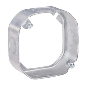4 in W x 1-1/2 in. D Steel Metallic Octagon Extension Ring with Two 1/2 in. KO's and Two 3/4 in. KO's