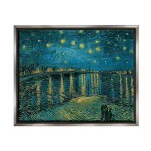 Starry Night Over the Rhone Van Gogh Painting" by Vincent Van Gogh Floater Frame Nature Wall Art Print 17 in. x 21 in.