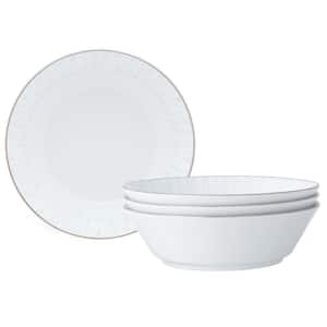 Glacier Platinum 7 in., 20 fl. oz. (White) Porcelain Soup Bowls, (Set of 4)