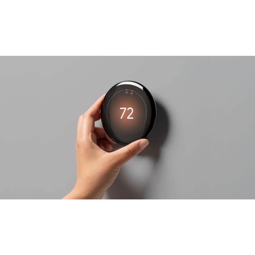 Google Nest Black Programmable Learning Thermostat with Temperature Sensor