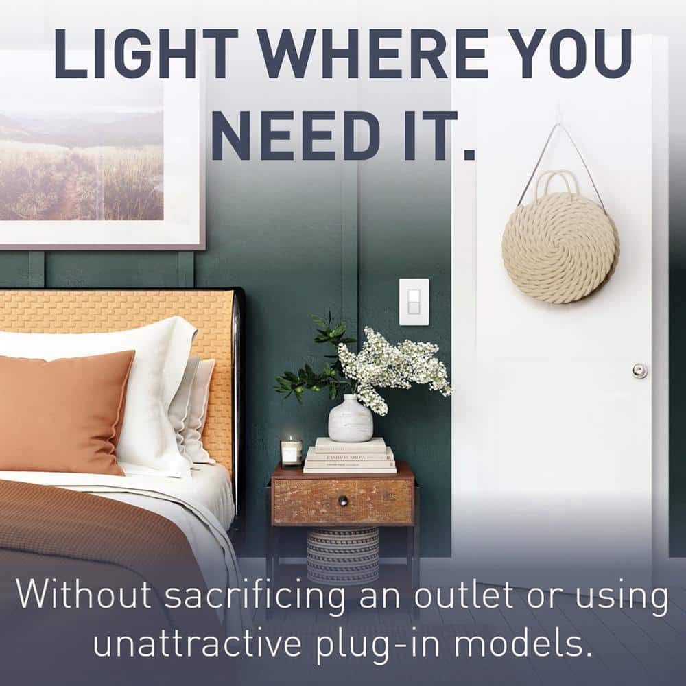 White Single-Pole/3-Way Rocker Light Switch with Night Light