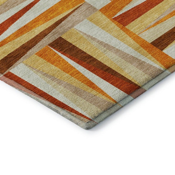 Mayfield Premium Machine Washable Abstract AMF1012 Orange 2 ft. 3 in. x 7 ft. 6 in. Runner Rug