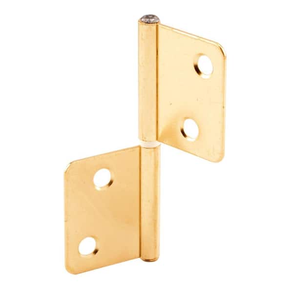 Prime-Line Bi-Fold Door Hinges, Non-Mortise Style, Brass Plated (1-pair)