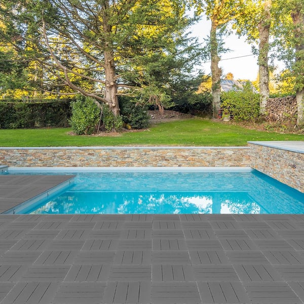 Karl home 0.98 ft. x 0.98 ft. Composite Deck Tile in Gray (27 Per Case)