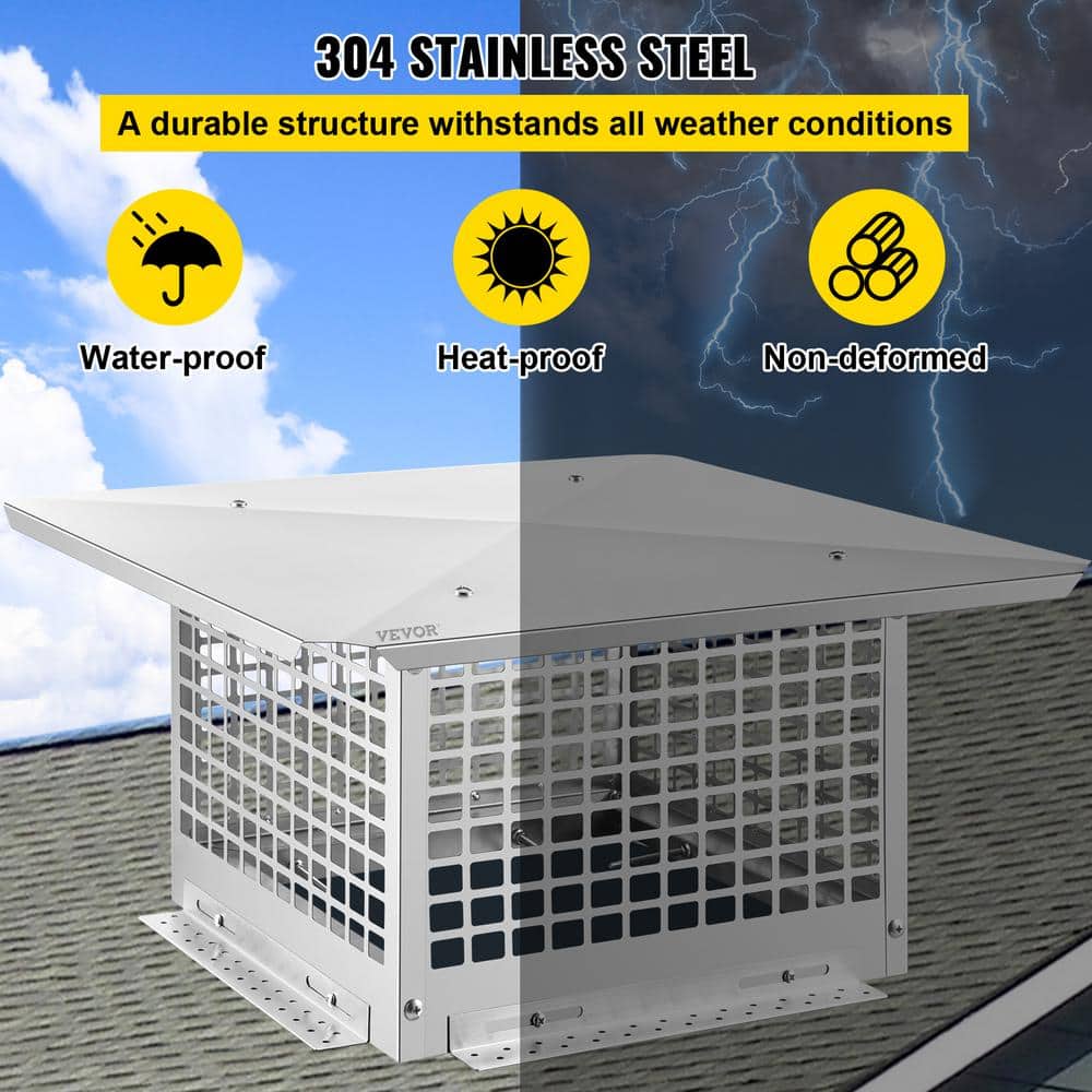 VEVOR 13" x 13" Silver Stainless Steel Chimney Cap