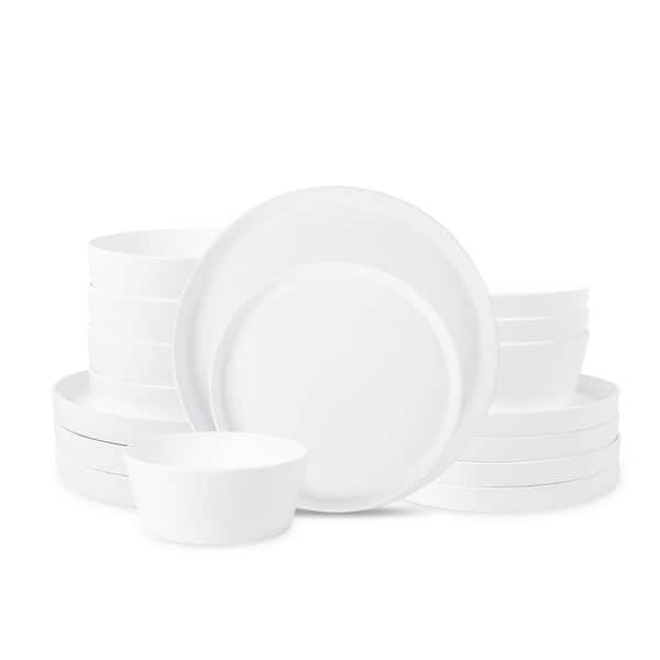 Fiscal 16-Piece Matte White Bone China Dinnerware Set (Service for 4)