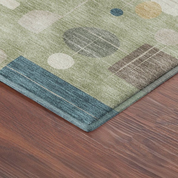 Mayfield Premium Machine Washable Abstract AMF2393 Aloe 9 ft. x 12 ft. Area Rug