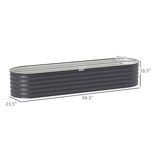 Outsunny 94.5 in. x 23.5 in. x 16.5 in., Galvanized Steel Raised