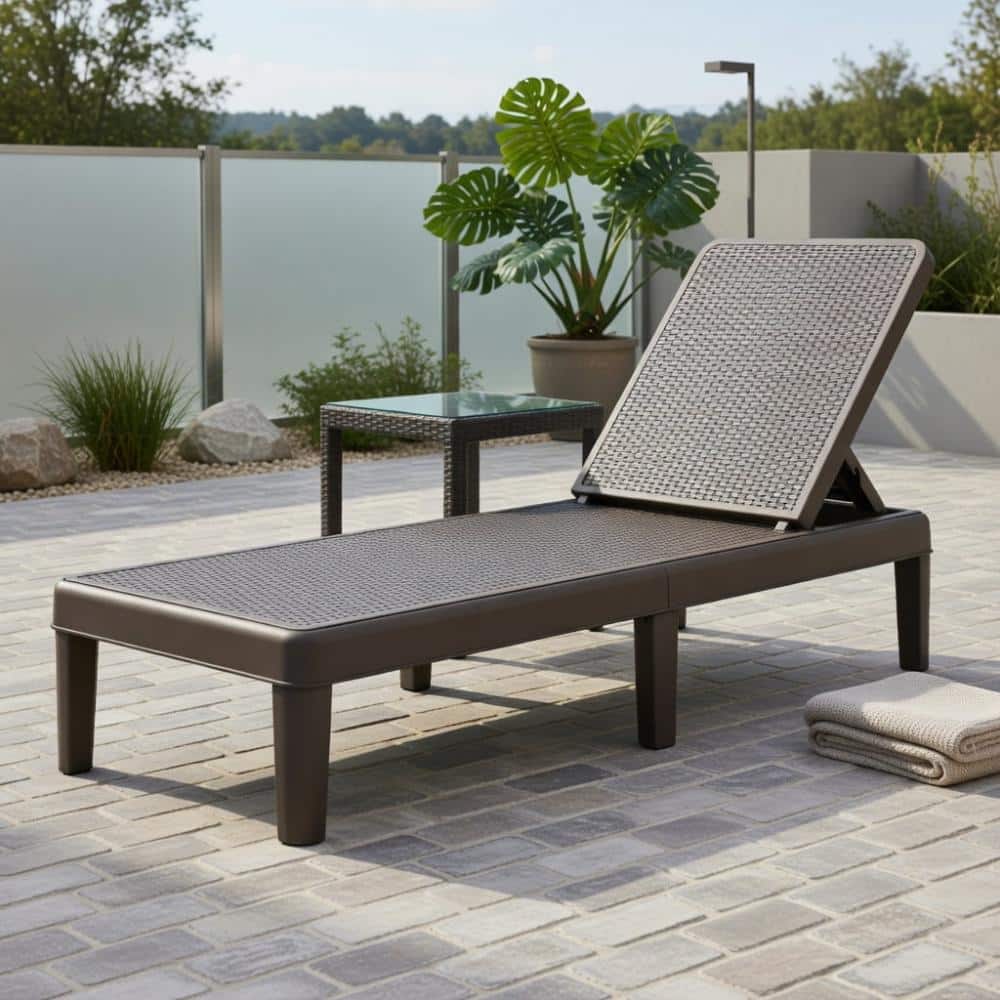 Brown Waterproof Pp Rattan Textured Chaise Lounge, 330Lbs Capacity Without Cushions price history on PriceWatchPro