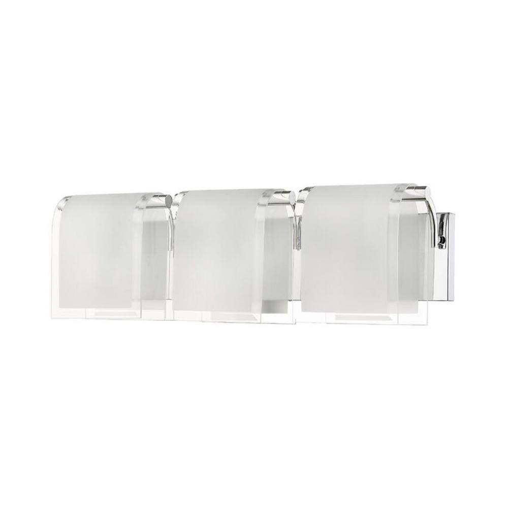 Zephyr Chrome 3-Light Vanity with Frosted Glass Shades