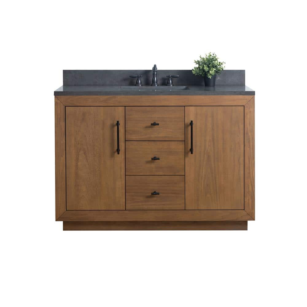 Vanity Art 48 in. W x 21.5 in. D x 34 in. H Single Sink Bathroom Vanity in Tan with Black 