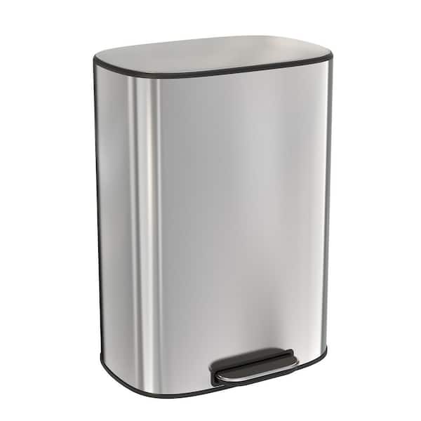 13 Gal. 50 l Trash Can Kitchen Foot Pedal Operated Soft Close - Stainless Steel Ellipse Bustbin