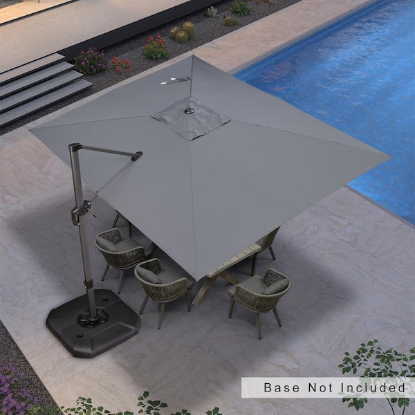 PURPLE LEAF 9 ft.x 11.5 ft. Patio Cantilever Umbrella Aluminum Offset 360° Rotation Umbrella in Gray