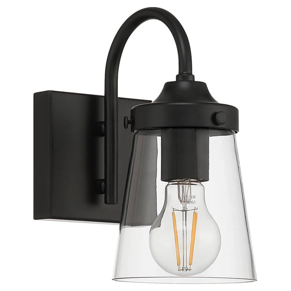 Dickens 1-Light Black Wall Sconce with Clear Glass Shade price history on PriceWatchPro