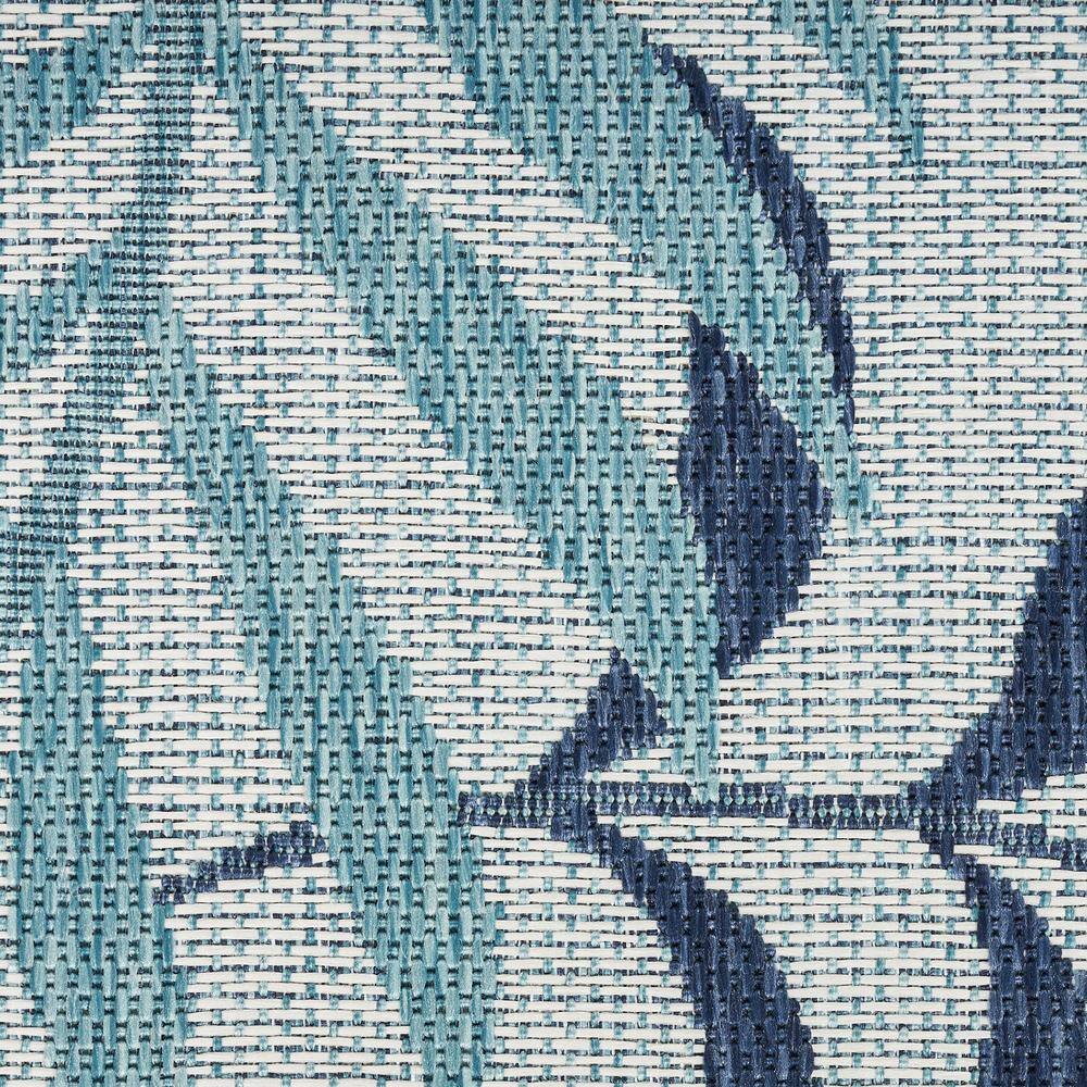 Blue and White Rectangular Synthetic Tropical Outdoor Rug 3' x 5'