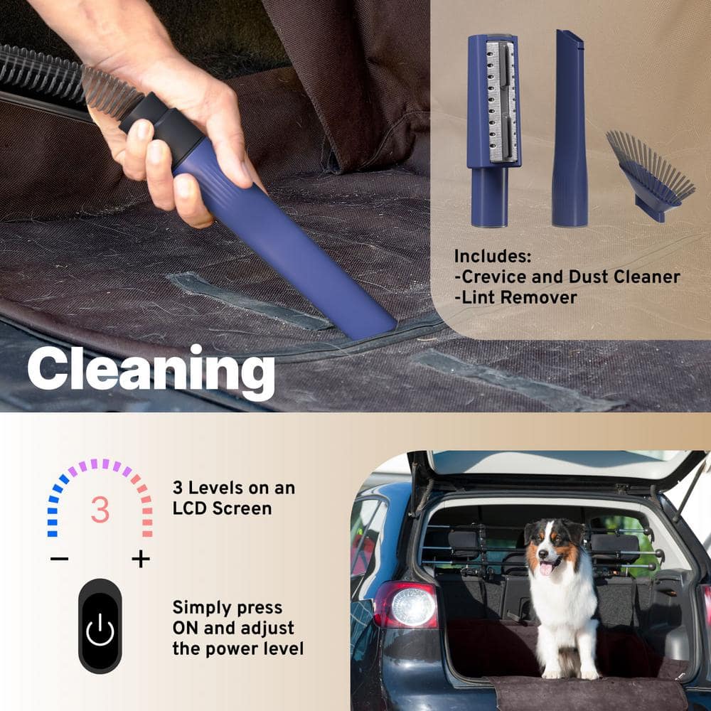 Blue Pet Grooming Vacuum Kit with Multiple Attachments
